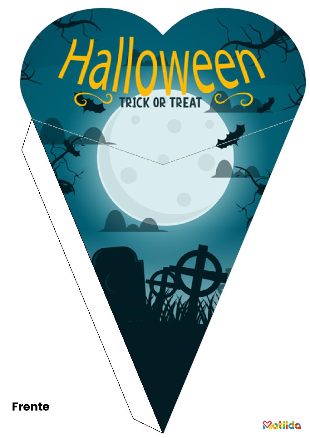 Diseño de cono de Halloween imprimible con dulces