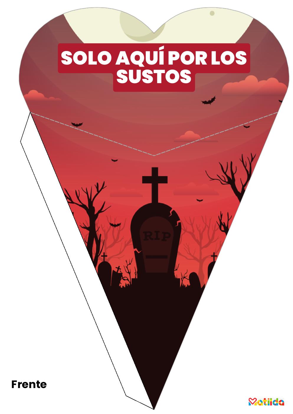 Diseño de cono de Halloween imprimible con motivos festivos