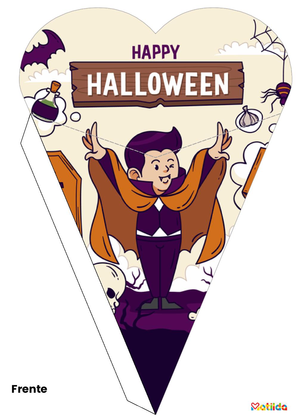 Diseño de cono de Halloween imprimible para fiesta infantil