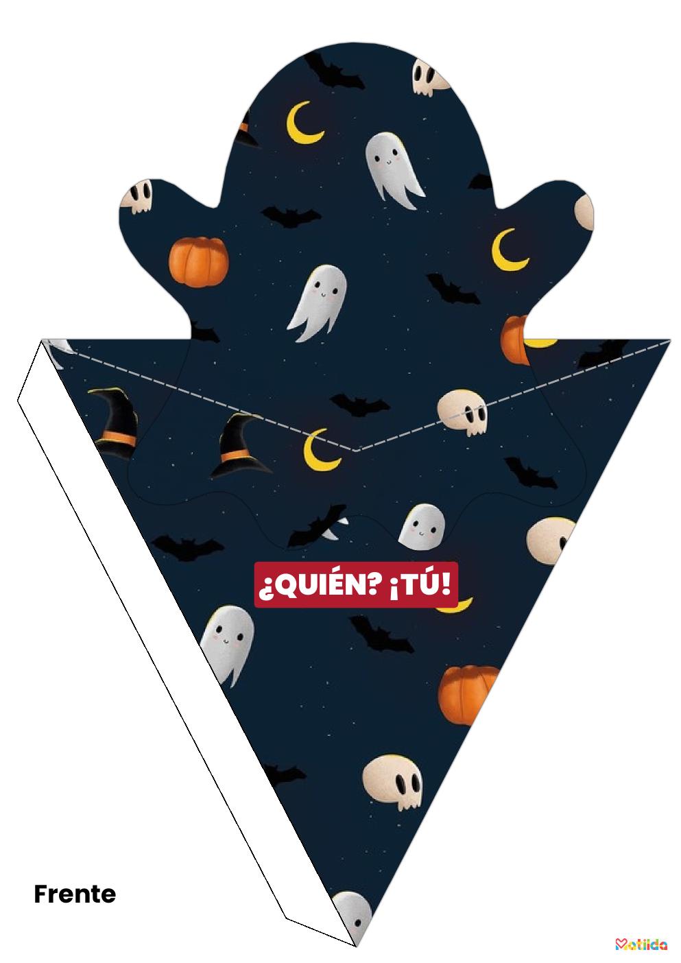 Diseño de cono de Halloween imprimible con ilustraciones divertidas