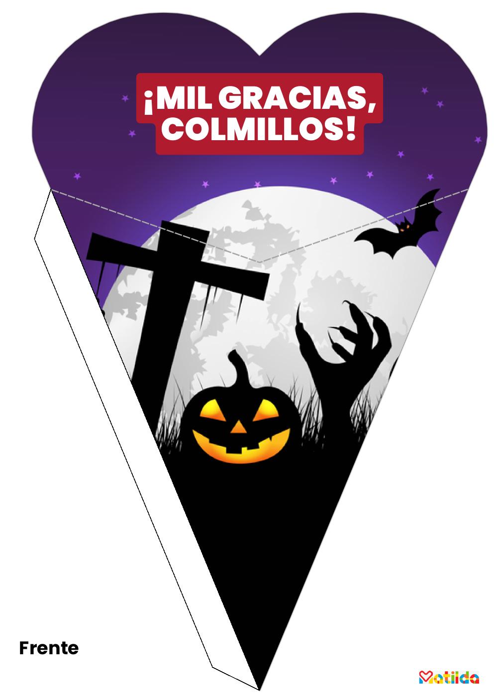 Diseño de cono de Halloween imprimible en tonos oscuros